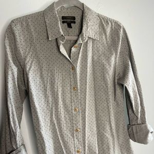 J CREW perfect button up size 10 navy polka dots
